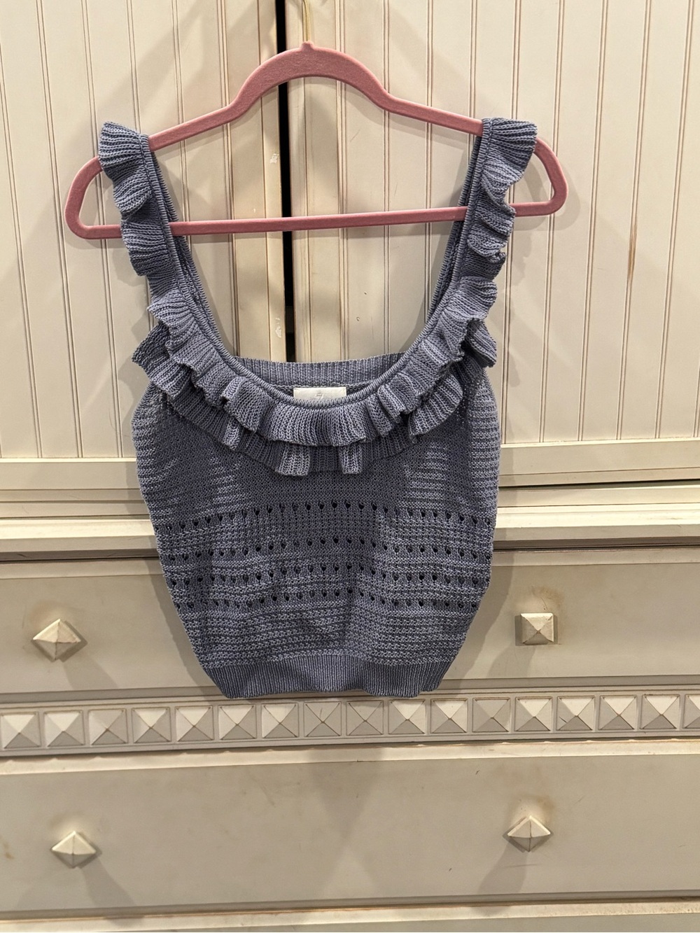 Lavender Ruffle Knit Tank Top (cropped)
